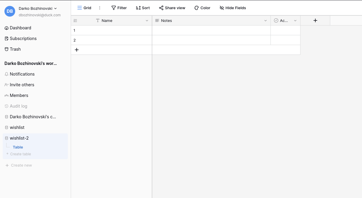 baserow table editor