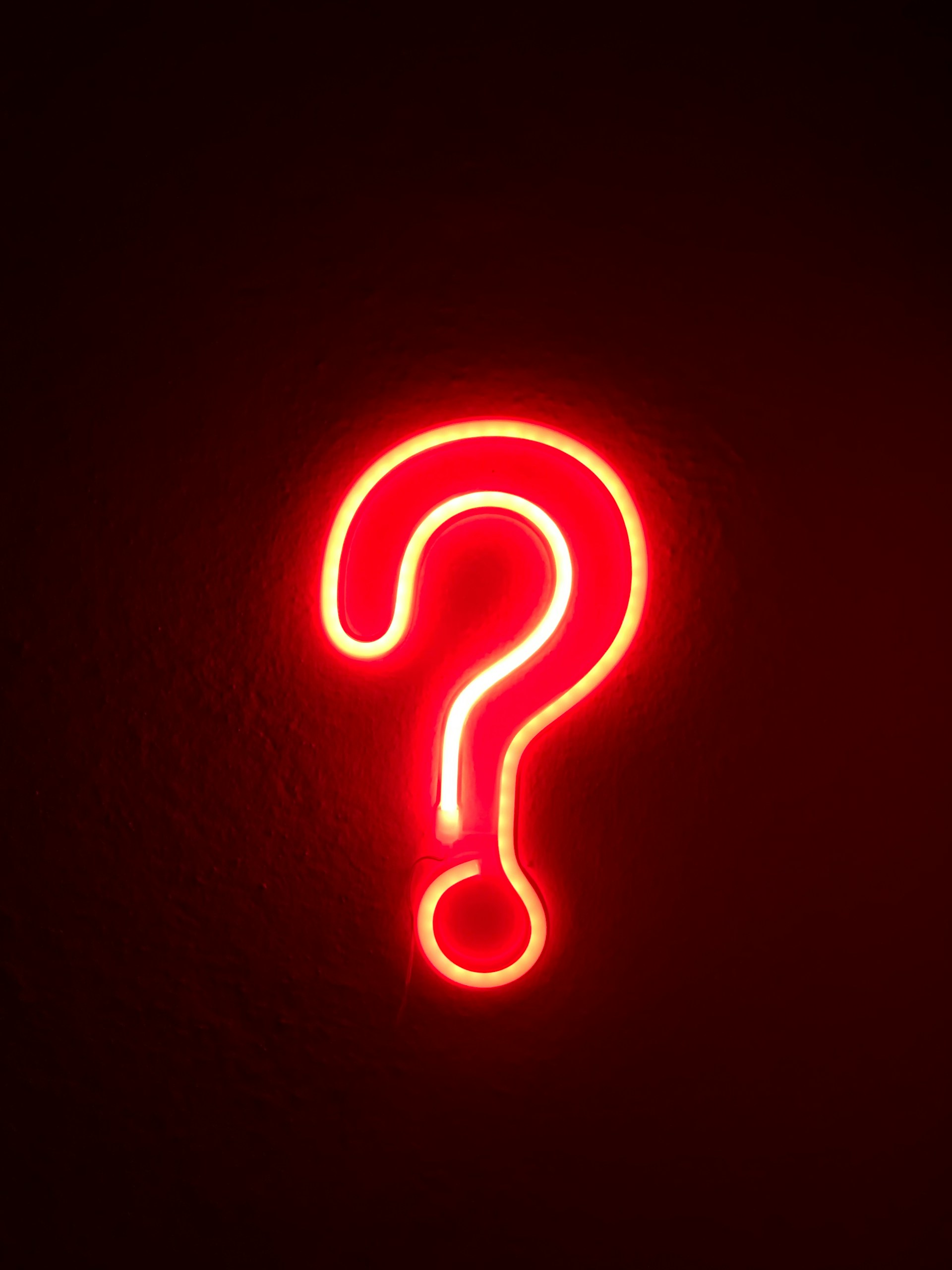 "Neon question mark"
